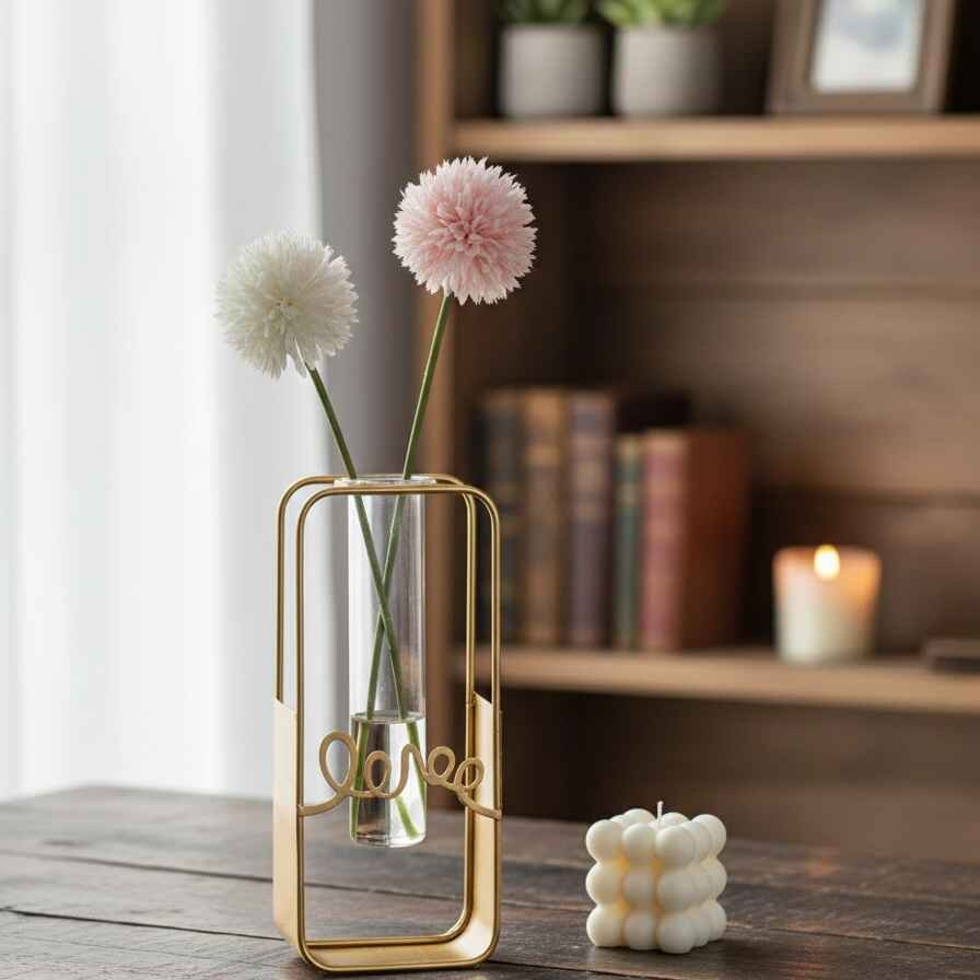 Glass Testtube Planter With Metal Stand