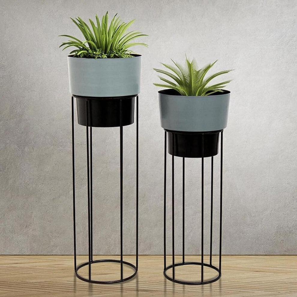 Michigan Grey-Black Metal Planter S2
