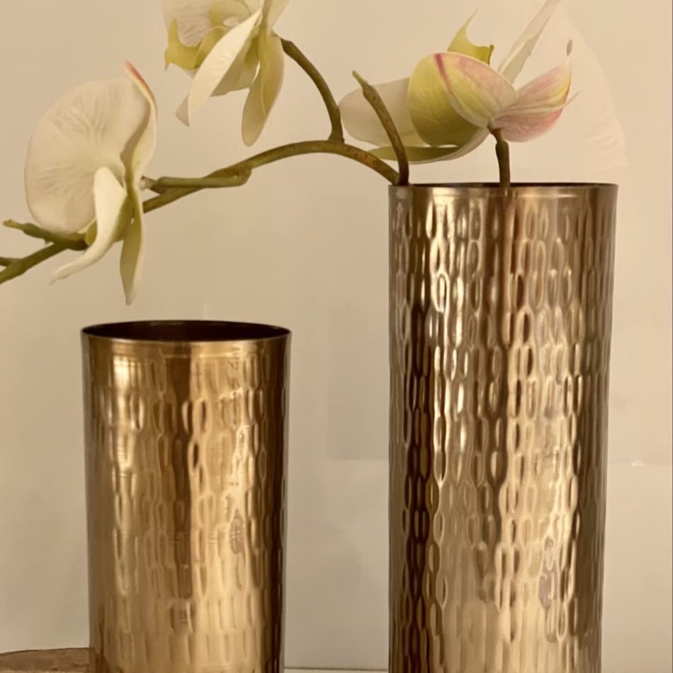 Metal Gold Flower Vase for Vintage Antique