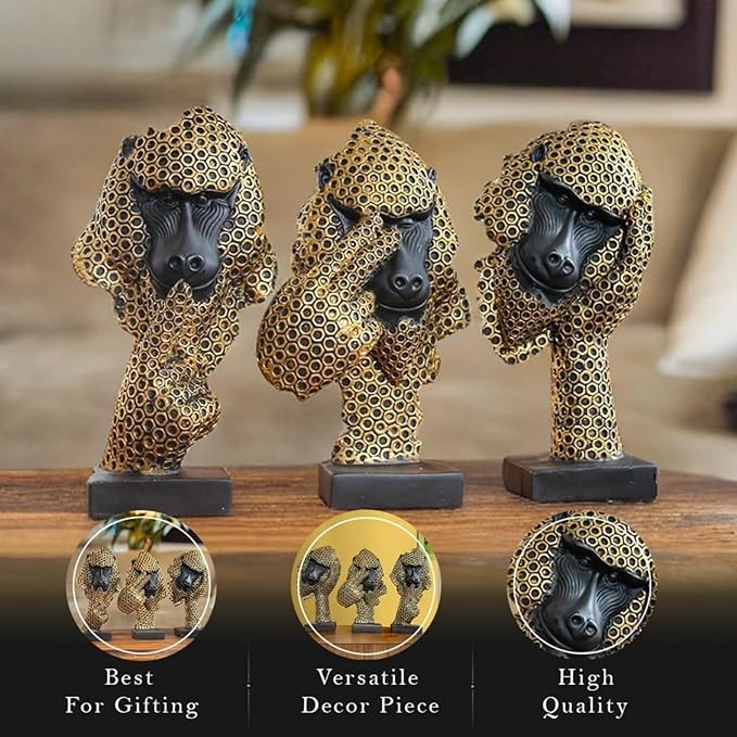 Black And Golden Monkey Statue - Image 2