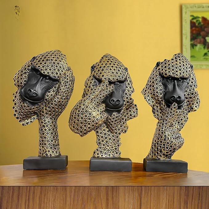 Black And Golden Monkey Statue - Image 6
