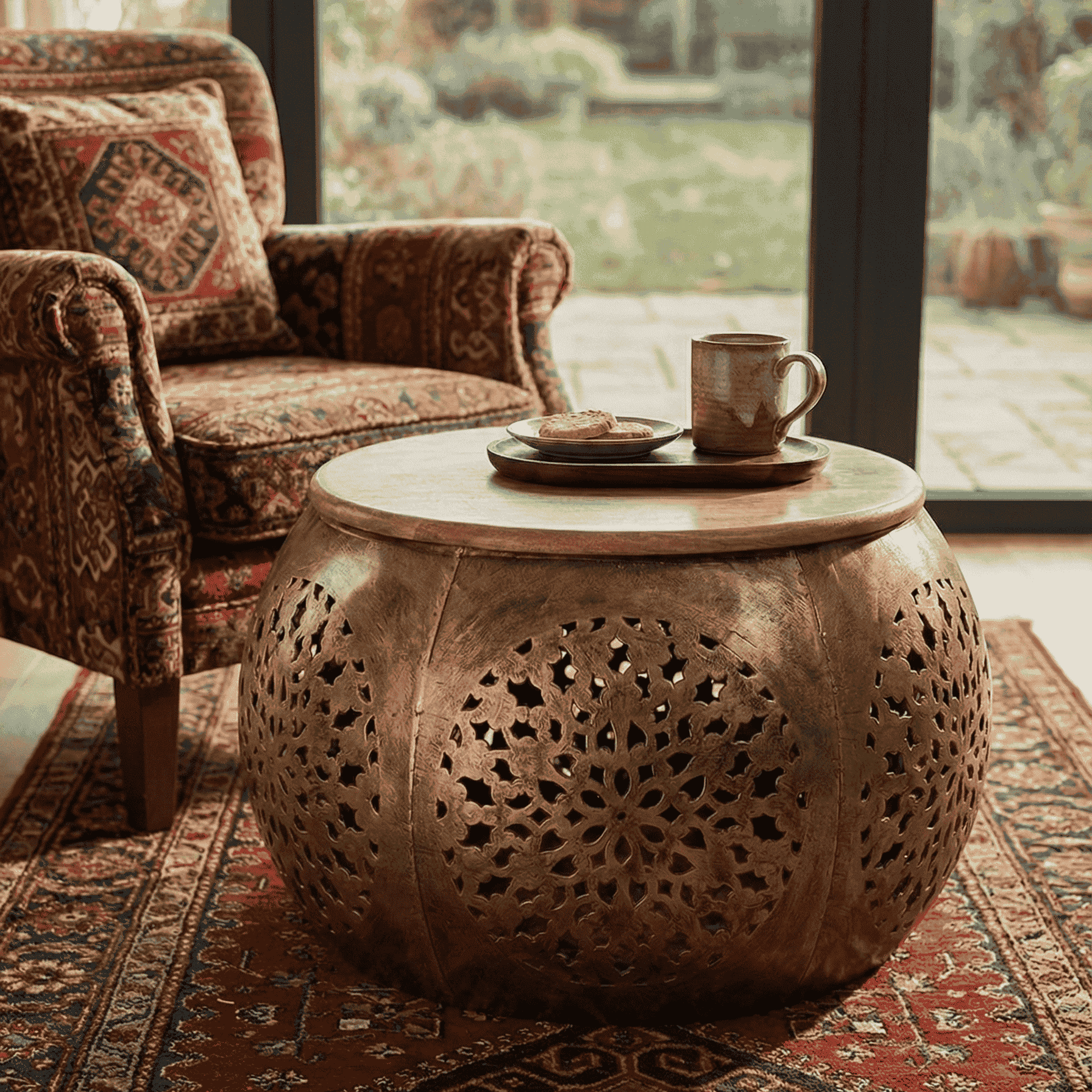 Wooden Metal Stool Side Table Vintage Industrial Style