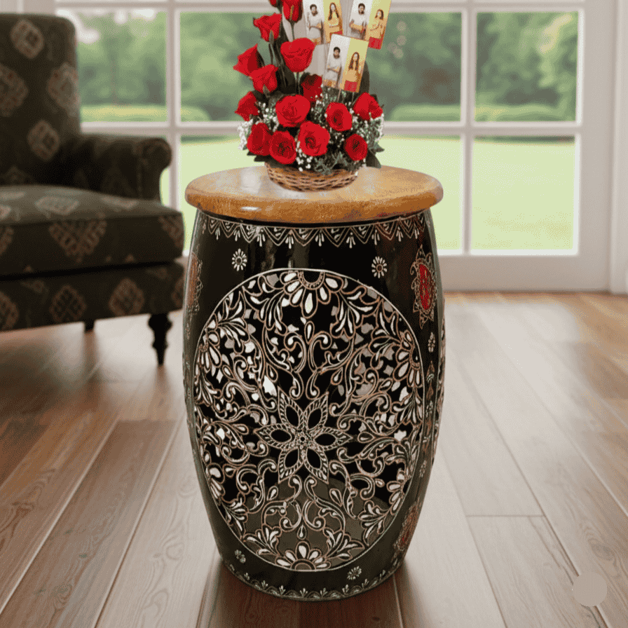 Polished Iron Standing Stool