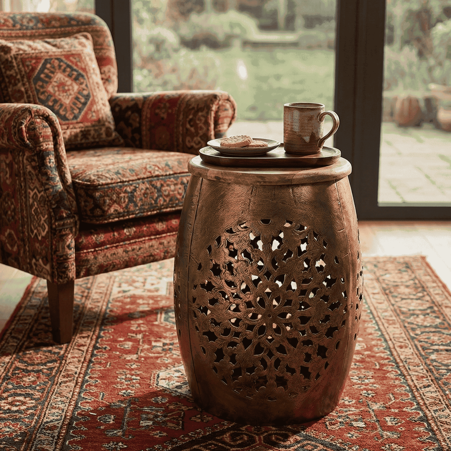 Metal Centre Stool with Wooden Seater