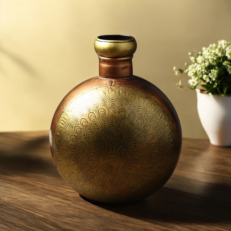 Vintage Iron Engraving Himachal Pot Antique