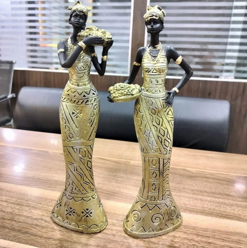 African Woman Figurine: Tribal Sculpture